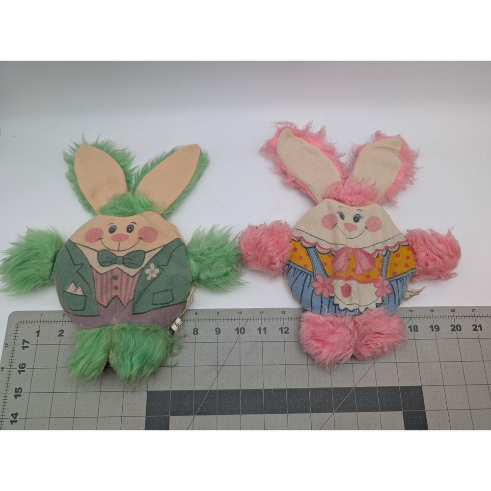 Animal Toys Plus Rabbit Plush Green Pink Beans Pellets 11 Inch Stuffed Animal